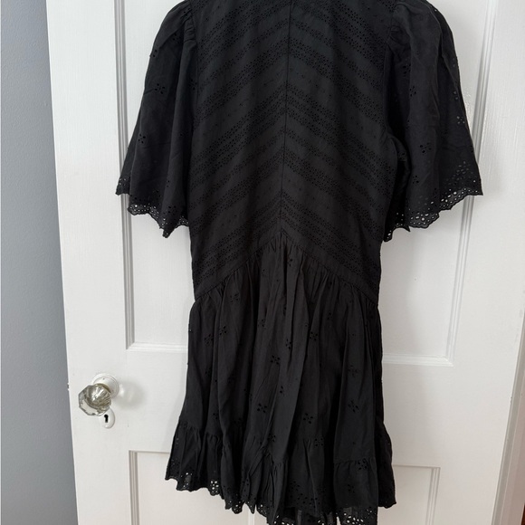 Madewell Eyelet Flutter Sleeve Cotton Mini Dress Black $158 Size 2 NEW *read* - Picture 5 of 6